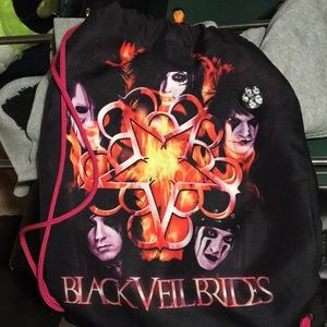 Black veil brides drawstring bag
